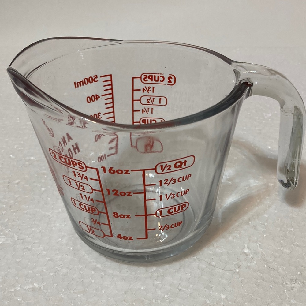 ANCHOR HOCKING TWO CUPS MEASURING CUP